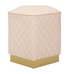 Pouf pentagonale rosa trapuntato in simil pelle - Arrediorg