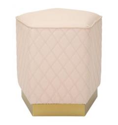 Pouf pentagonale rosa trapuntato in simil pelle - Arrediorg