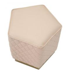 Pouf pentagonale rosa trapuntato in simil pelle - Arrediorg