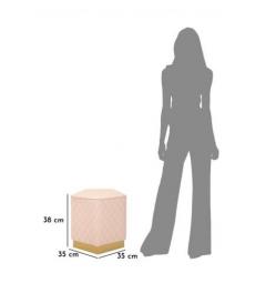 Pouf pentagonale rosa trapuntato in simil pelle - Arrediorg