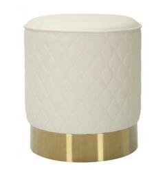 Pouf rotondo bianco trapuntato in simil pelle - Arrediorg