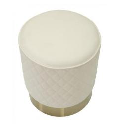 Pouf rotondo bianco trapuntato in simil pelle - Arrediorg