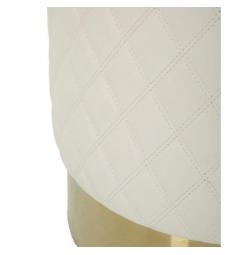 Pouf rotondo bianco trapuntato in simil pelle - Arrediorg