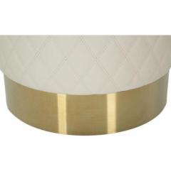 Pouf rotondo bianco trapuntato in simil pelle - Arrediorg