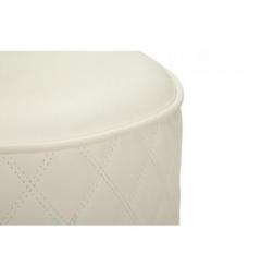Pouf rotondo bianco trapuntato in simil pelle - Arrediorg