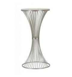 Tavolinetto in metallo argentato con base a linee intrecciate - Arrediorg