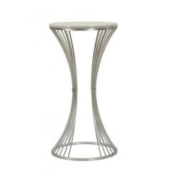 Tavolinetto in metallo argentato con base a linee intrecciate - Arrediorg