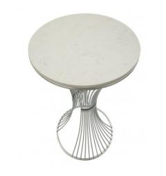 Tavolinetto in metallo argentato con base a linee intrecciate - Arrediorg