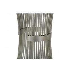Tavolinetto in metallo argentato con base a linee intrecciate - Arrediorg