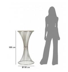 Tavolinetto in metallo argentato con base a linee intrecciate - Arrediorg