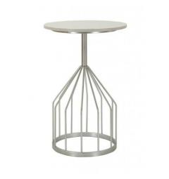 Tavolinetto elegante con base in metallo argentato - Arrediorg