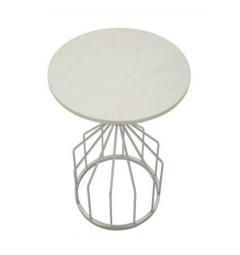 Tavolinetto elegante con base in metallo argentato - Arrediorg