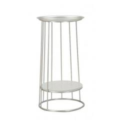 Tavolinetto elegante con base in metallo argentato e top in marmo - Arrediorg
