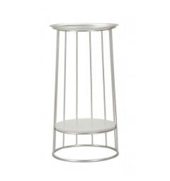 Tavolinetto elegante con base in metallo argentato e top in marmo - Arrediorg