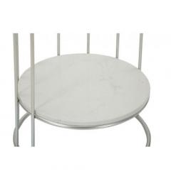 Tavolinetto elegante con base in metallo argentato e top in marmo - Arrediorg