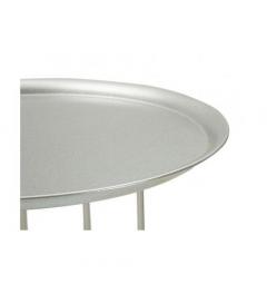 Tavolinetto elegante con base in metallo argentato e top in marmo - Arrediorg
