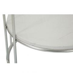 Tavolinetto elegante con base in metallo argentato e top in marmo - Arrediorg