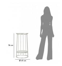 Tavolinetto elegante con base in metallo argentato e top in marmo - Arrediorg