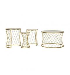 Set di 4 tavolinetti in metallo dorato design moderno - Arrediorg