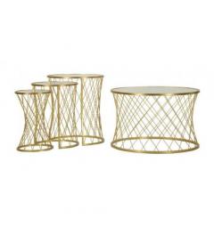 Set di 4 tavolinetti in metallo dorato design moderno - Arrediorg