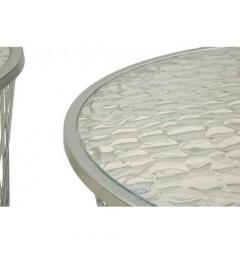 Set di 4 tavolinetti in metallo argentato con un design a rombi - Arrediorg
