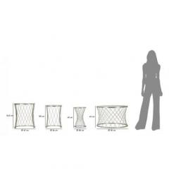 Set di 4 tavolinetti in metallo argentato con un design a rombi - Arrediorg