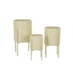 Set di 3 porta vasi colorati in metallo crema - Arrediorg