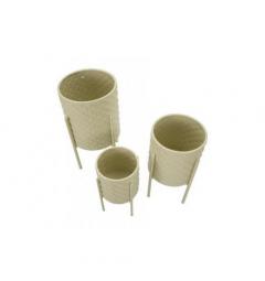 Set di 3 porta vasi colorati in metallo crema - Arrediorg