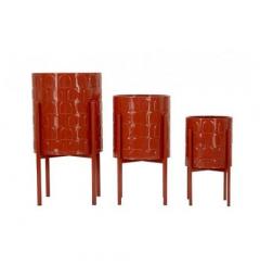 Set di 3 porta vasi colorati in metallo rosso - Arrediorg