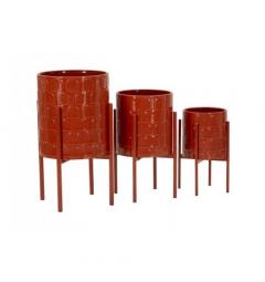 Set di 3 porta vasi colorati in metallo rosso - Arrediorg
