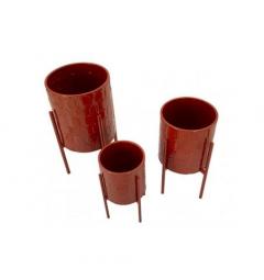 Set di 3 porta vasi colorati in metallo rosso - Arrediorg
