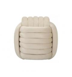 Pouf annodato in velluto crema - Arrediorg