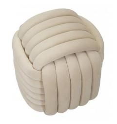 Pouf annodato in velluto crema - Arrediorg