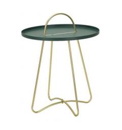 Elegante tavolino verde satinato con gambe dorate - Arrediorg