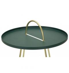 Elegante tavolino verde satinato con gambe dorate - Arrediorg