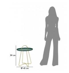 Elegante tavolino verde satinato con gambe dorate - Arrediorg