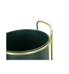 Set di due porta vasi verde con base dorata - Arrediorg