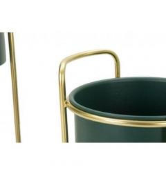 Set di due porta vasi verde con base dorata - Arrediorg