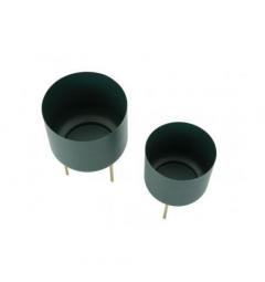 Set di due porta vasi verde con base dorata moderno - Arrediorg