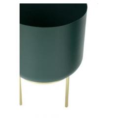 Set di due porta vasi verde con base dorata moderno - Arrediorg