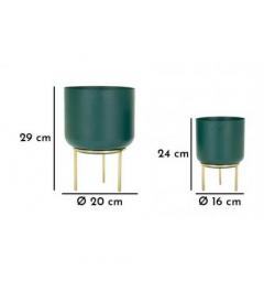 Set di due porta vasi verde con base dorata moderno - Arrediorg