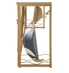 Console in metallo dorato con barche a vela - Arrediorg