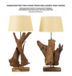 Lampada in teak riciclato realizzata a mano - Arrediorg
