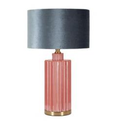 Lampada con base rossa in vetro e paralume blu - Arrediorg