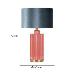 Lampada con base rossa in vetro e paralume blu - Arrediorg