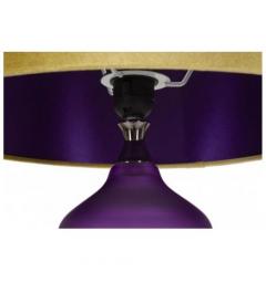 Lampada da tavolo base in vetro viola e paralume in velluto dorato - Arrediorg