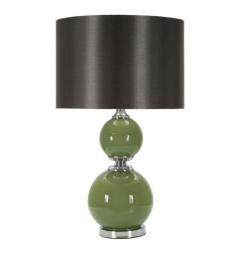 Lampada da tavolo base vetro verde e paralume velluto nero - Arrediorg