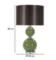 Lampada da tavolo base vetro verde e paralume velluto nero - Arrediorg