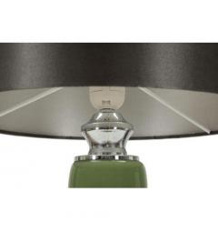 Lampada da tavolo con base di vetro verde e paralume in velluto nero - Arrediorg