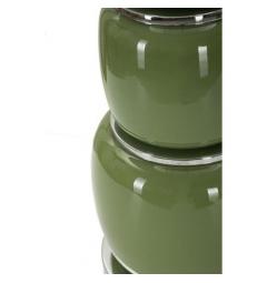 Lampada da tavolo con base di vetro verde e paralume in velluto nero - Arrediorg